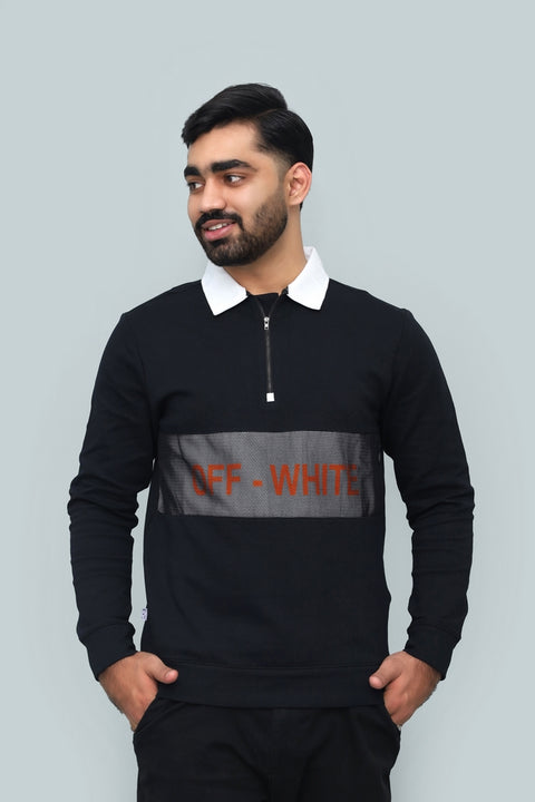 Quarter-Zip Polo Sweatshirt with Mesh Panel - Branded Pullover Jumper