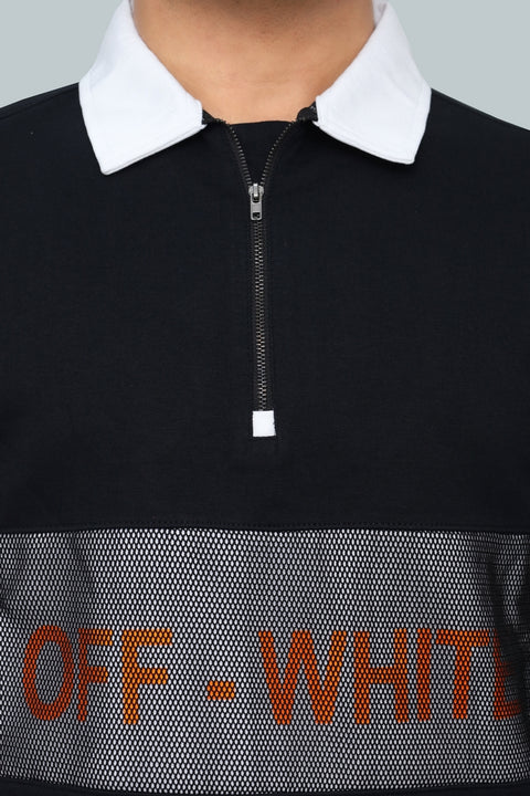 Quarter-Zip Polo Sweatshirt with Mesh Panel - Branded Pullover Jumper
