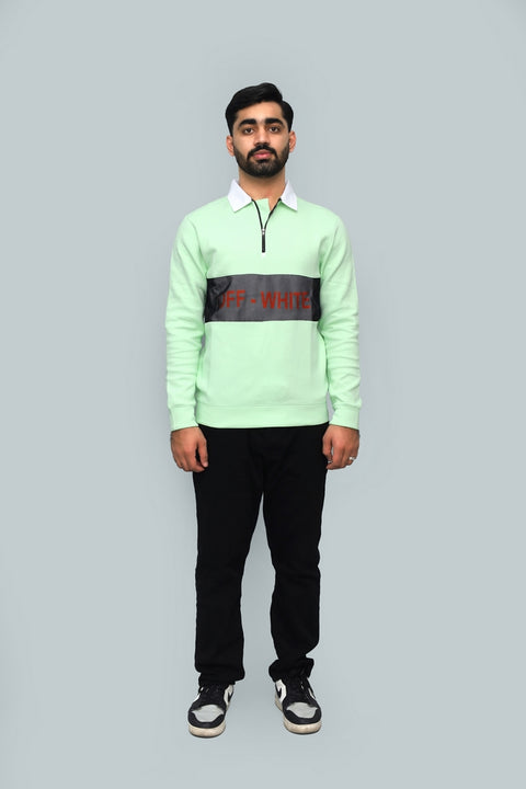 Quarter-Zip Polo Sweatshirt with Mesh Panel - Branded Pullover Jumper