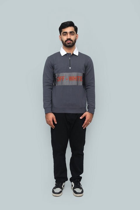 Quarter-Zip Polo Sweatshirt with Mesh Panel - Branded Pullover Jumper