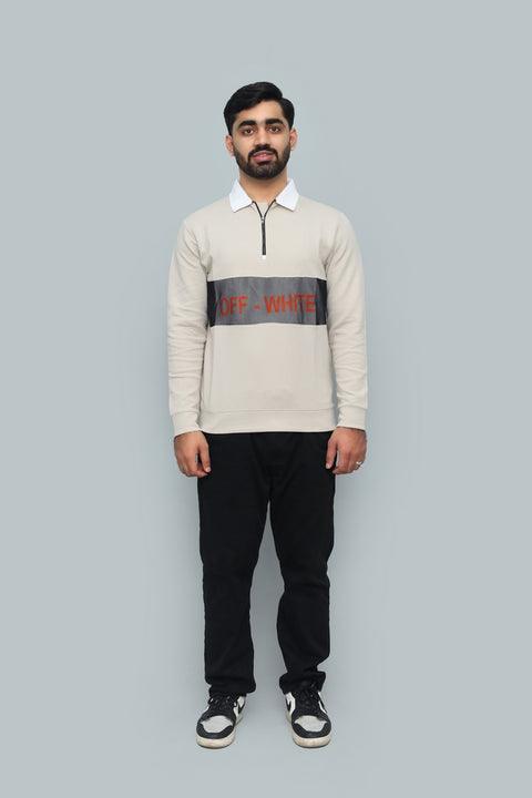 Quarter-Zip Polo Sweatshirt with Mesh Panel - Branded Pullover Jumper