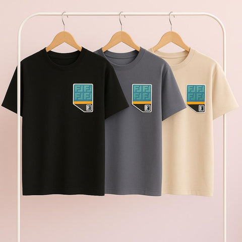 Fendi-Inspired Premium Men’s T-Shirt – Noir Luxe Black | Lacrya Cotton | M–2XL