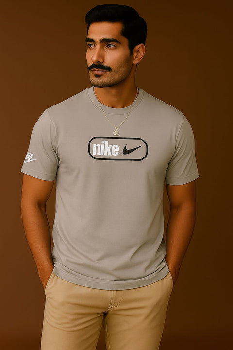 Nike Men’s Premium Graphic Tee – Dusted Khaki | Lacrya Cotton | M–2XL
