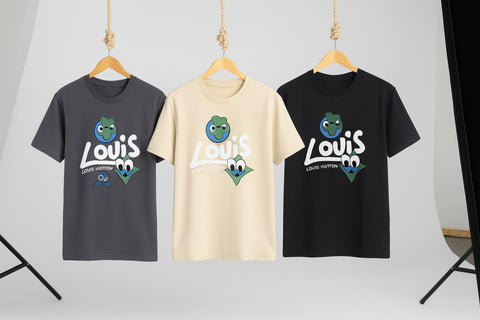 LV-Inspired Cartoon Graphic Premium Tee – Shadow Black | Lycra Cotton | M–2XL