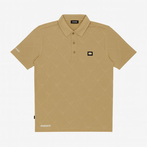 Armani-Inspired Self-Check Polo – Desert Khaki Fade | Lycra Stretch | M–2XL