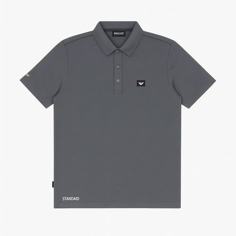 Armani-Inspired Self-Check Polo – Cloud Ash Grey | Lycra Stretch | M–2XL