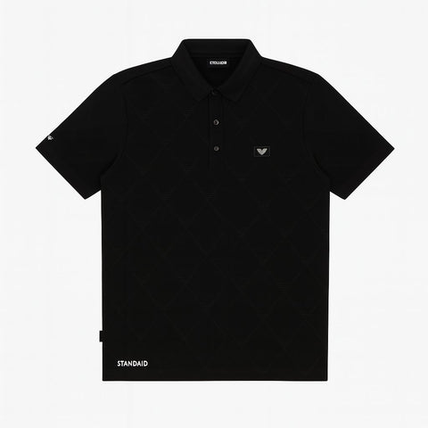 Premium Armani-Inspired Self-Check Polo Shirt | Smart Casual Elegance